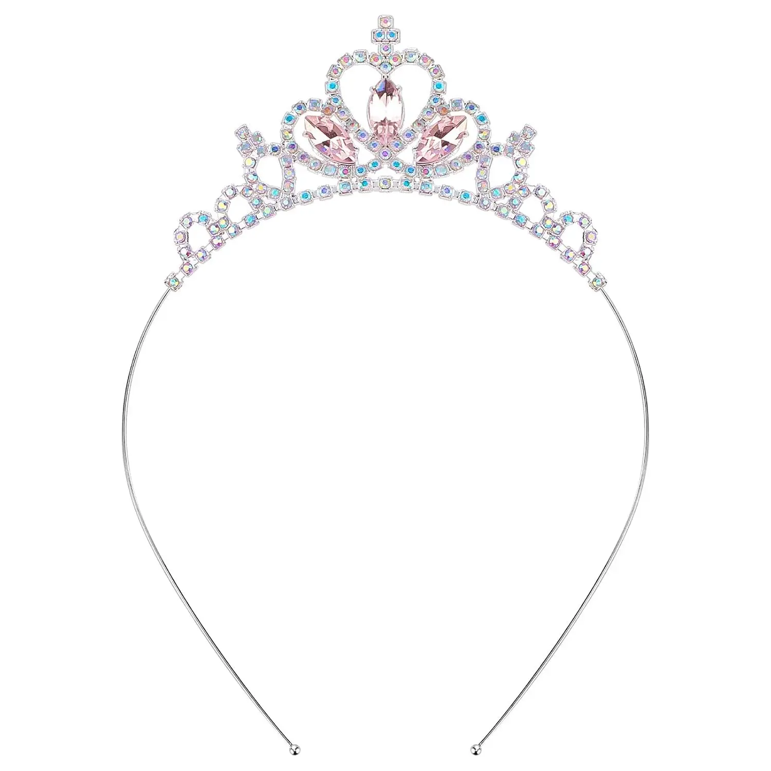 Pink Princess Tiara Crown Headband for Girls Women Crystal Birthday Party Pageant HairbandGift