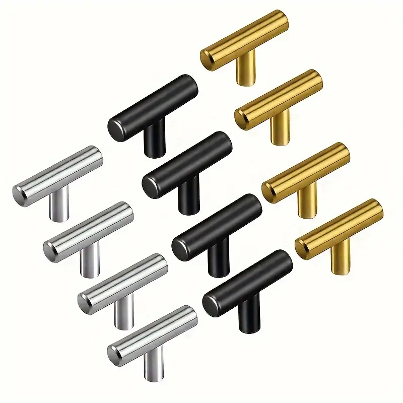 20 Pieces Stainless Steel Cabinet Door Handles - Nordic Modern Style Gold, Silver, Black, Suitable for Kitchen Cabinets, Wardrobes, Drawers - Single Hole Durable Hardware Pull