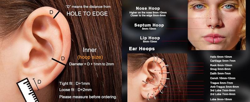 THUNARAZ 8 Pcs Shining Stainless Steel Septum Nose Rings for Women Men Hoop Rings 16G 18G Clicker Hinged Septum Cartilage Helix Conch Hoop Daith Piercing Jewelry 8mm 10mm Easy To Wear for Daily Outings Summer Vocation Christmas Gift