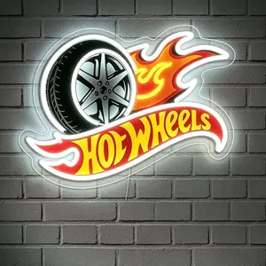 Wind and Fire Wheel Racing Tire Logo LED Color Glowing Pattern Neon Light USB Plug Powered Suitable for Kids' Room, Racing Themed Bedroom, Garage, Game Room,' Room, Birthday Party, Holiday Atmosphere, Racing Enthusiast Gift