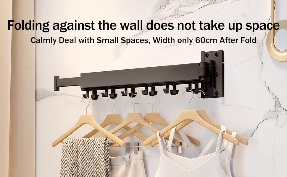 Clothes Rack, Wall-Mounted Clothes Rack, Foldable, Extendable, Foldable (J-Hook)