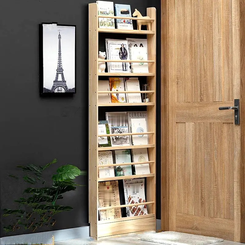 6 Tier 68.9 in Tall Solid Wood Narrow Bookshelf - Slim Freestanding Behind The Door Storage Shelf for Organizing Books, Decorative Items in Modern Homes