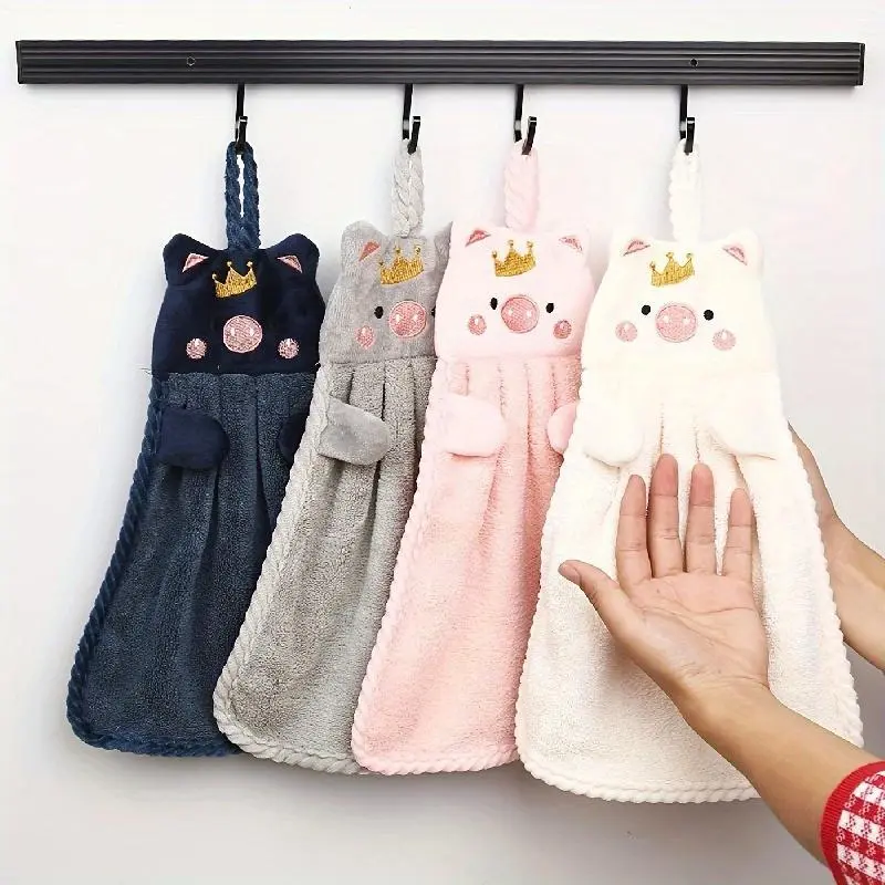 4-Pack Cute Animal Hanging Hand Towels, Soft Absorbent Microfiber for Bathroom, Light Outdoor Hiking, and Gear Maintenance, Animals, Outdoor Gear, Home Use, Highly Absorbent, Cute Look, Playful, Sports