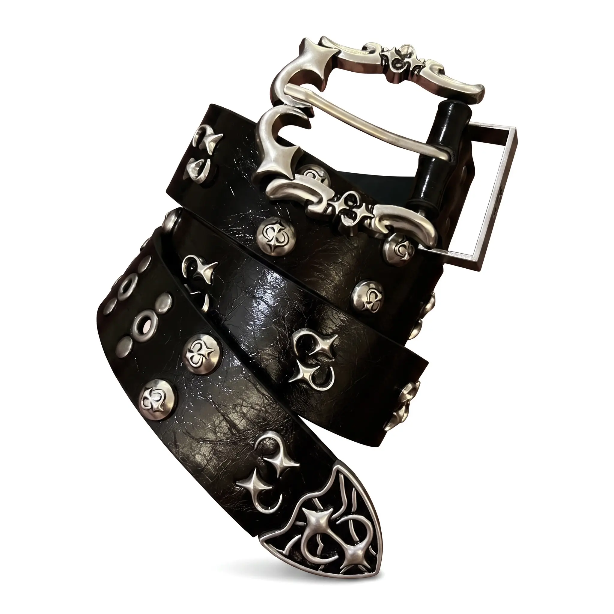 Unisex Punk Streetwear PU Leather Denim Waist Belt, Double Row Double Texture Design with Rivets, Classic Alloy Skull Pin Buckle, Adjustable Hole Black White Casual Waistband, Ideal for Urban Casual Wear & Hip-hop Looks, Skull Buckle