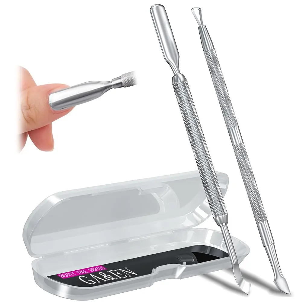 2PCS Metal Silver Cuticle Pusher Tool and Scraper Nail Pusher |   Nail Trimmer Stainless Steel Gel Nail Scraper Tool, Nail Polish Remover Peeler Salon Manicure Tool Pedicure Cleaner for Nails
