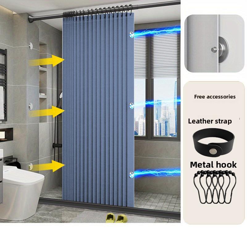 Foldable Magnetic Shower Curtain, Waterproof, Mold-Proof, No Drilling Required, Thickened, Light-Blocking, Partitioning Shower Curtain