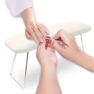 💅 Foldable Nail Arm Rest Pillow - Portable Lightweight Manicure Hand Rest with Metal Stand, Nail Cushion for Mobile Nail Tech, Salon & Home Nail Art Supplies, Enough Space for Nail Lamp Below.