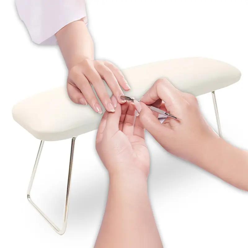 Foldable Nail Arm Rest Pillow - Portable Lightweight Compact Manicure Hand Rest with Metal Stand, Nail Cushion for Mobile Nail Tech, Salon & Home Nail Care Art Supplies, Nails Supplies, Enough Space for Nail Lamp Below.