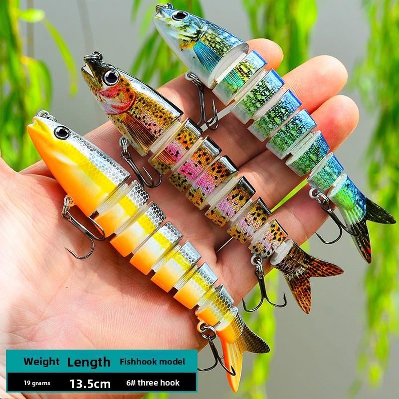 Multi Jointed Swimbait 13.5cm 19g Hard Fishing Lure Realistic 8-Segment Sinking Bionic Bait for Pike Bass Musky Freshwater Saltwater Fishing Tackle