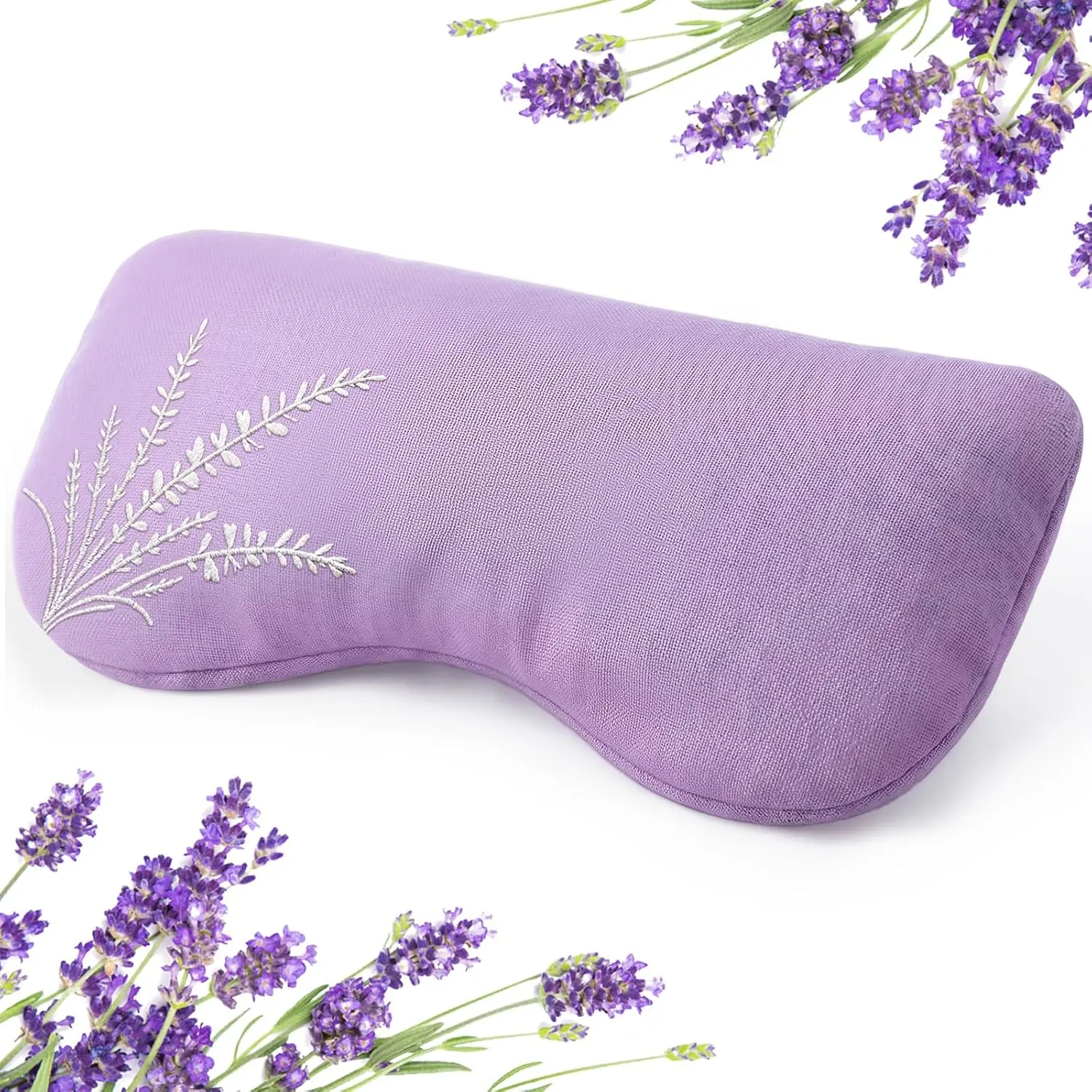 Weighted Lavender Eye Pillow, Linen Flaxseed Aromatherapy Eye Mask for Sleeping, Cooling & Heating Pad for Migraine Relief, Meditation, Spa & Relaxation Gifts for Women (Purple)