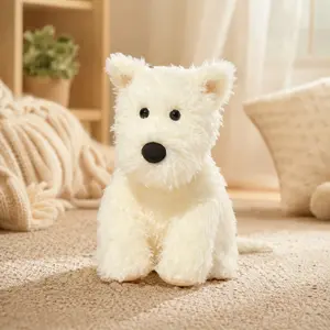 West Highland Terrier Plush Pet Toy Pillow, Cute Soft Westie Stuffed Dog Doll for Pets, Cozy Sofa Bedroom Desk Decor, Birthday Christmas Valentine’s Day Holiday Gift