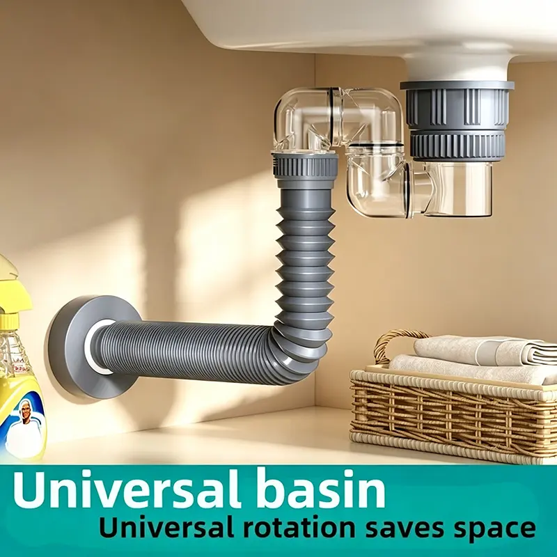 New Household Drain Pipe, Anti-Odor Simple Sink Drain, Rotating Under-Counter Basin, Modern Minimalist Backflow Odor Prevention Device
