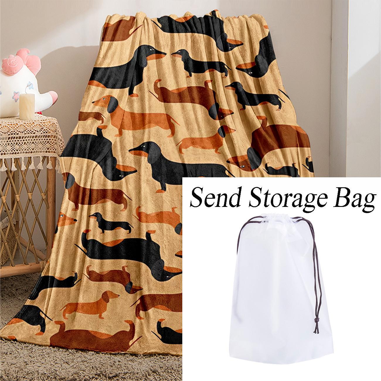 Puppy Pattern Flannel Blanket, 1 Count Soft Throw Blanket with Storage Bag, Napping Blanket for Sofa, Bed, Couch, Travel, Camping, Office