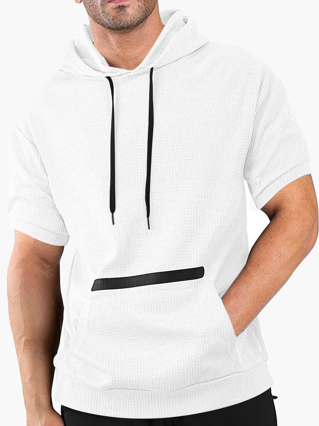 Men's Regular Fit Hoodie Tee, Casual Comfy Hooded Short Sleeve T-Shirt for Summer, Fashion Menswear Men's Top for Daily Wear