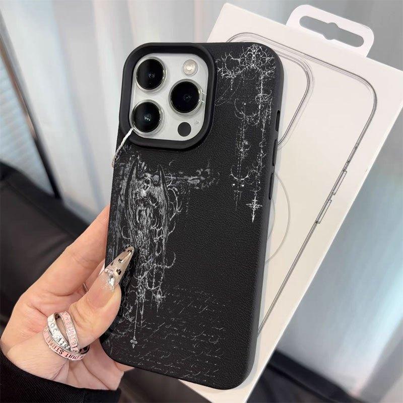 Gothic Black and White Demon Art Design Phone Case For iPhone 17 16 15 14 13 12 11 Pro Max Plus Air - Top Fan's Phone Case Cover as Perfect Gift Compatible with Samsung Galaxy S25