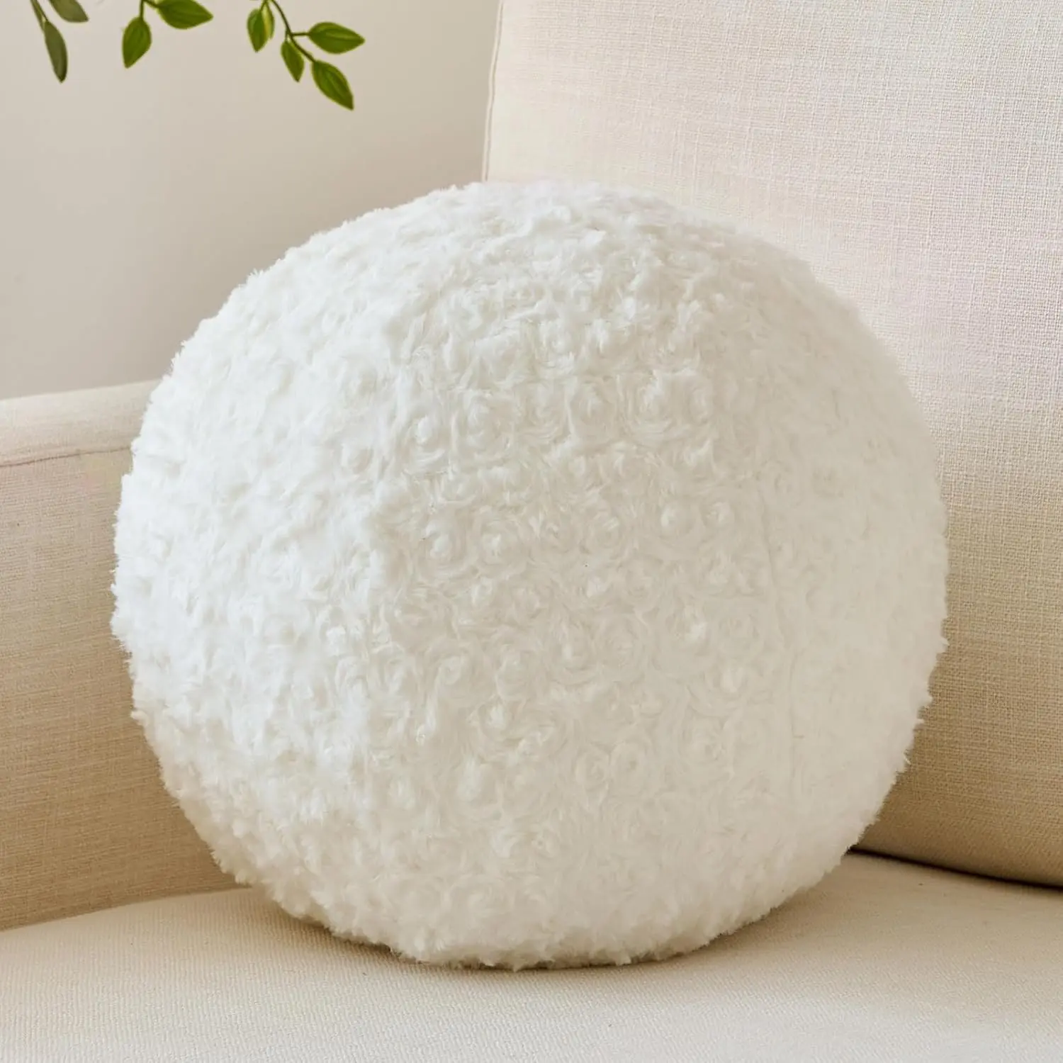 Ball Pillow, Decorative Round Pillow for Couch n, Circle Throw Pillows,  Ball Pillows for Couch, Stylish Decorative Pillows, Versatile Round Throw Pillow (White, Mini-8.6 Inches)