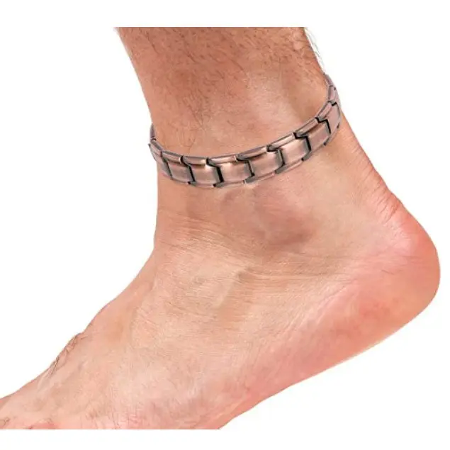 Pure Copper Magnetic Anklet for Unisex Wear, Vintage Style Link Chain Jewelry Ankle Bracelet, 26cm, Round Ankle, Chain Jewelry Anklets