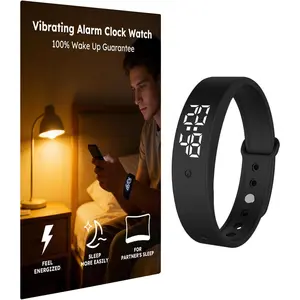 Vibrating Alarm Clock Watch for Heavy Sleepers Silent Wake Up Smart Wristband Wearable Vibration Wrist Alarm Non-Audible Sleep Wristband for Men & Women