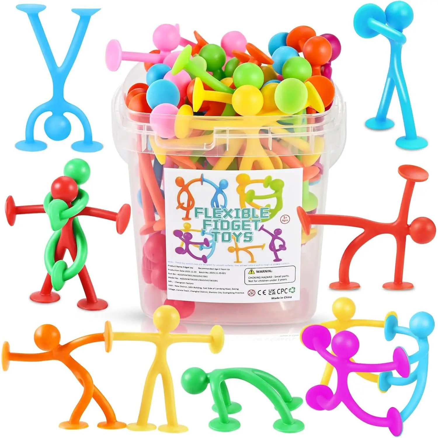 28 Pack Suction Cup Fidget Toys Sensory Set - Pop, Pull & Stick Travel Sensory Toys for Kids with Autism, ADHD - Stress Relief Fidget Toy for Children Ages 3+, Assorted Colors for Boys & Girls