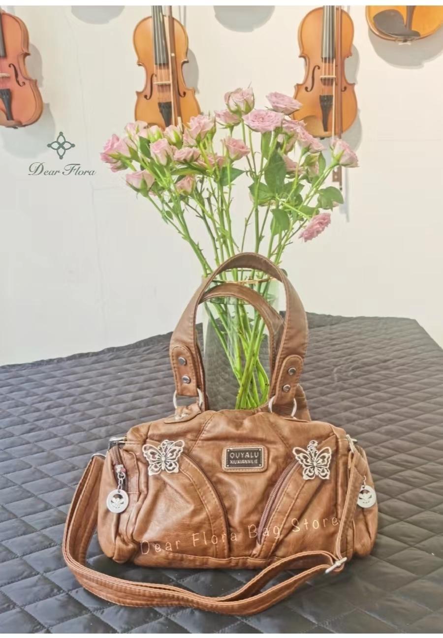 Women's Y2K Vintage Motorcycle Shoulder Bag Fashion Soft PU Chains Multiple Pockets Tote Bags Moto Style Messenger Crossbody Bag