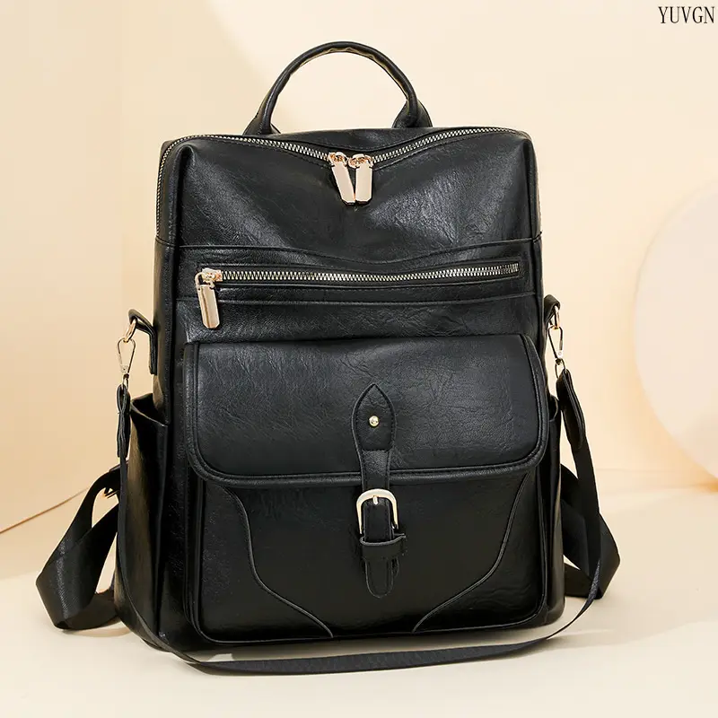 Women's Vintage Multi-Pocket Convertible Backpack - Buckle Flap Casual Rucksack, Large Capacity Crossbody Daypack, Backpacks for School Travel Daily Commute (Sports & Outdoor Gym Bag), Large Capacity Backpack