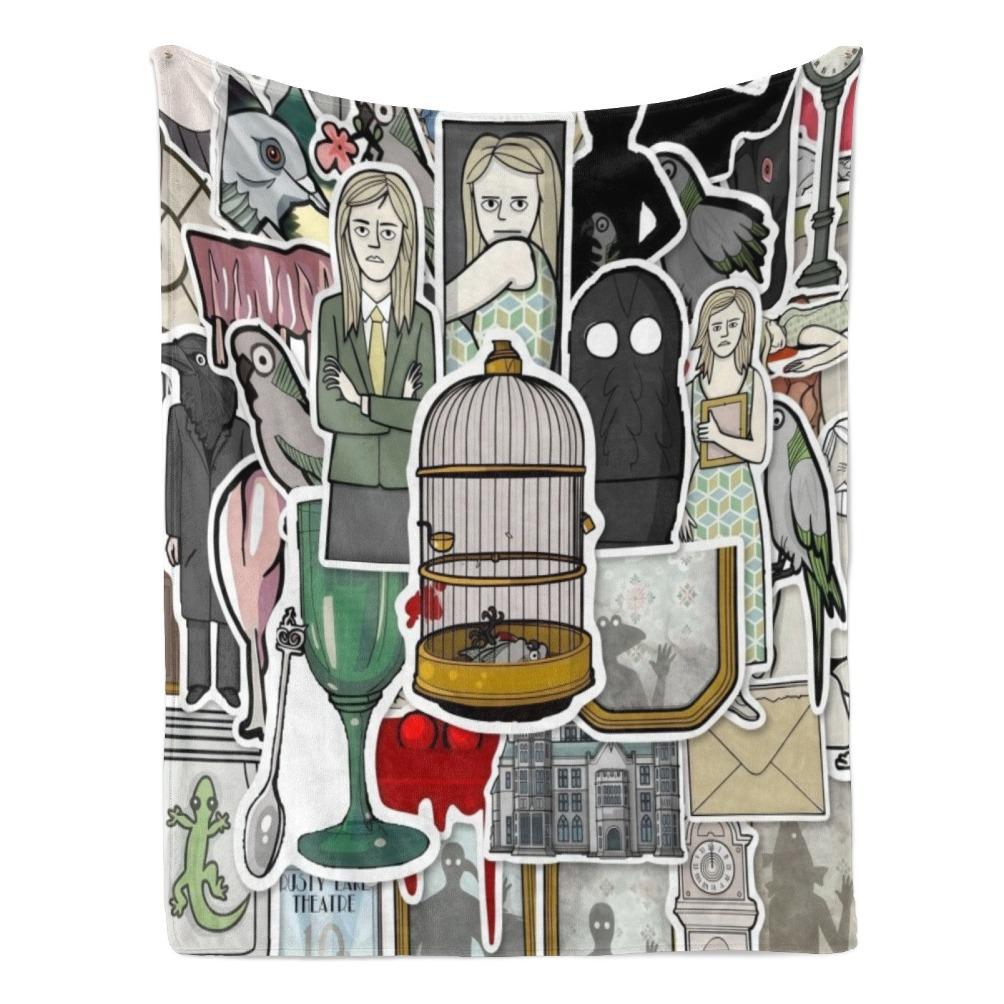 Rusty Lake Theme Flannel Blanket Surreal Mystery Game Throw Soft Cozy Plush Blanket for Couch Sofa Bed Indie Puzzle Art Aesthetic Home Decor Lightweight Travel Blanket Gamer Fan Collection Gift All Season Comfort Decorative Bed Cover