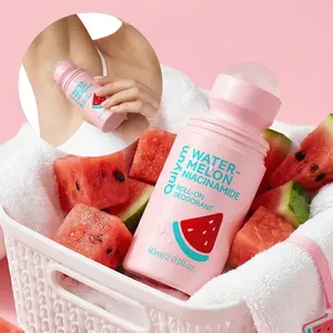 QUIYUM 2.03 fl.oz. Watermelon Roll-On Deodorant, Quick-Dry Underarm Skin Smoothing Formula with Collagen & Vitamin B5, Pocket-Size Portable Travel Scented Cream, Comforting and Non-Greasy