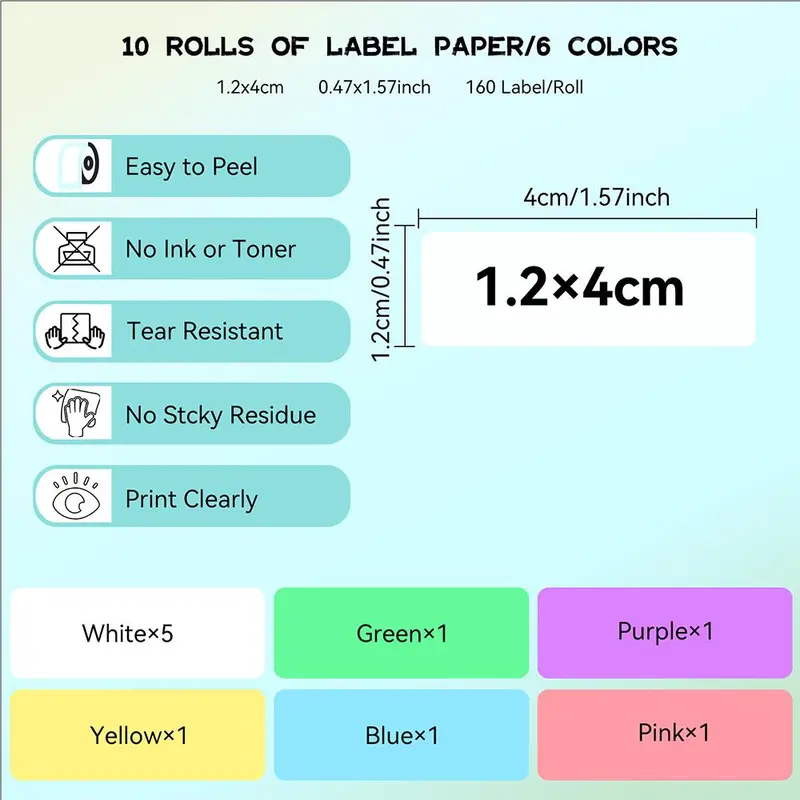 D30 Label Maker Tape, 10 Rolls/set Label Tape, Label Print Paper for Office, Portable Label Printer Compatible Labels, Labels for Printers, Office Stationery & Supplies, Stickers
