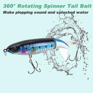 6 pieces of imitation real and fake fish bait, with floating rotating tail hard bait, suitable for saltwater and freshwater, perch catfish bait, perch bait set, multiple colors Hook