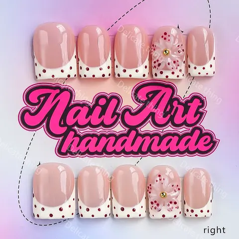 Y2K Style Press-On Nails, 10pcs Handmade Artificial Fake Nails, XS-S-M-L Sizes, Perfect for Parties, Includes Jelly Glue, Crystal Stick, File
