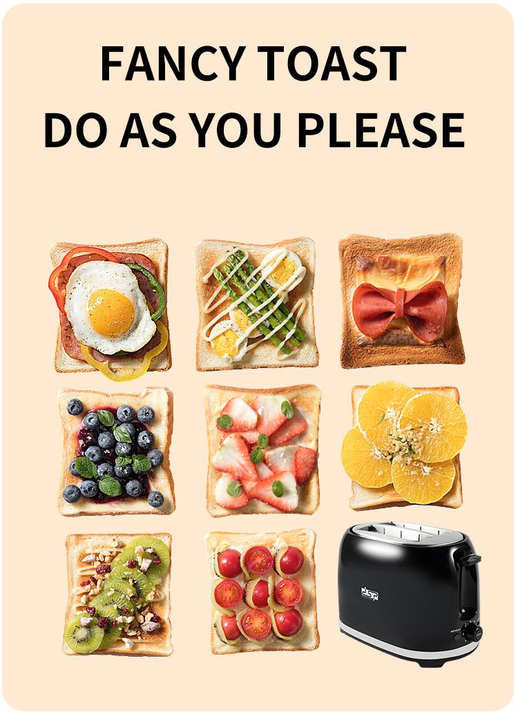 Sleek Black Household Bread Toaster & Breakfast Machine, Multifunctional Automatic Toaster for Homemade Toast and Daily Light Breakfast Meals