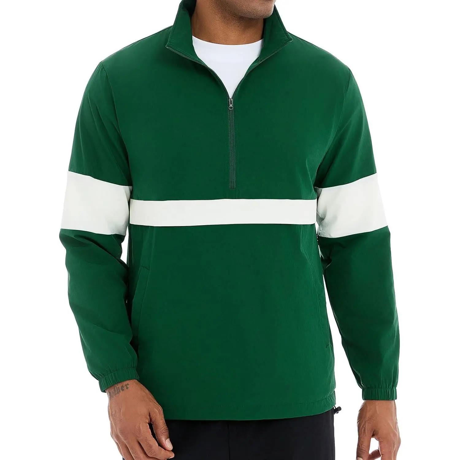 Men's Lightweight Quarter Zip Pullover Casual Windbreaker for Running Golf Jackets with 3 Pockets