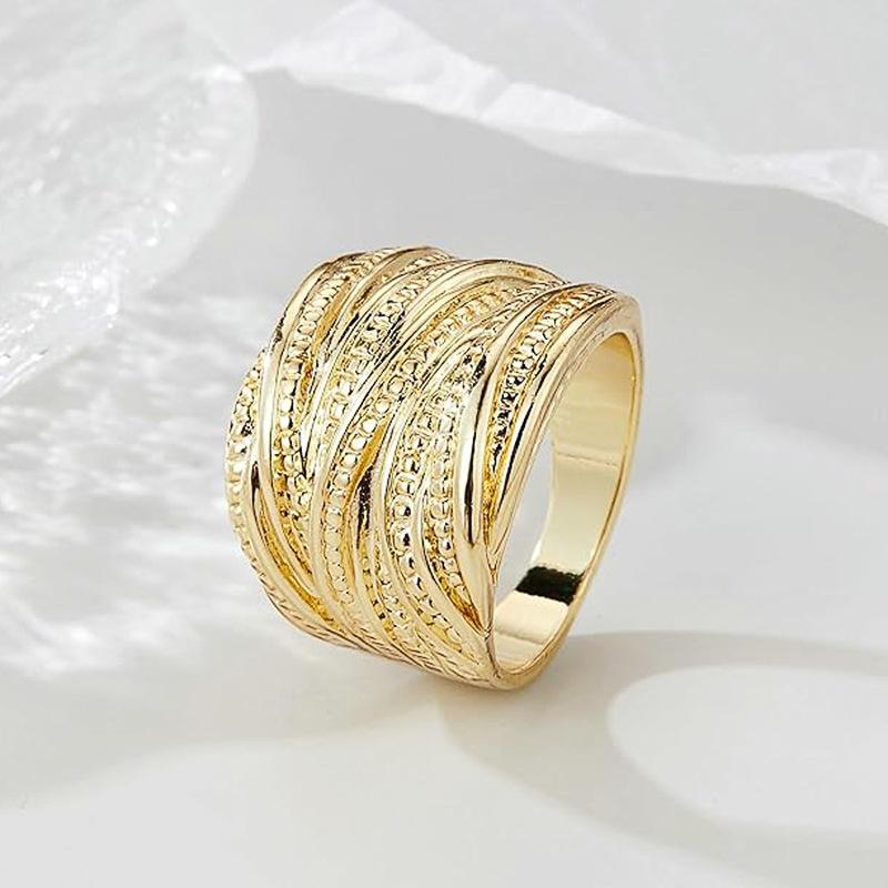 Vintage Two-Tone Twisted Texture Ring for Men & Women | Unisex Retro Statement Band