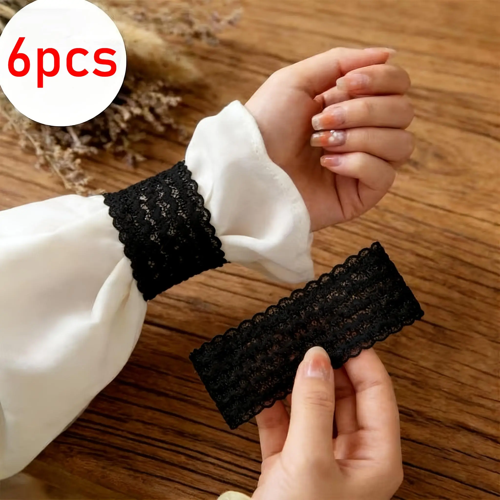 6pcs Anti-Slip Hem Fixing Straps - Sleeve Fixing Bundling Bands, Summer Wrist Lace Decorative Bands, Suitable for Trench Coats, Sweaters, Jackets, Shirts, Hoodies, Suits And Other Clothing Sleeve Tightening Bands, Comfortable And Non-Constricting