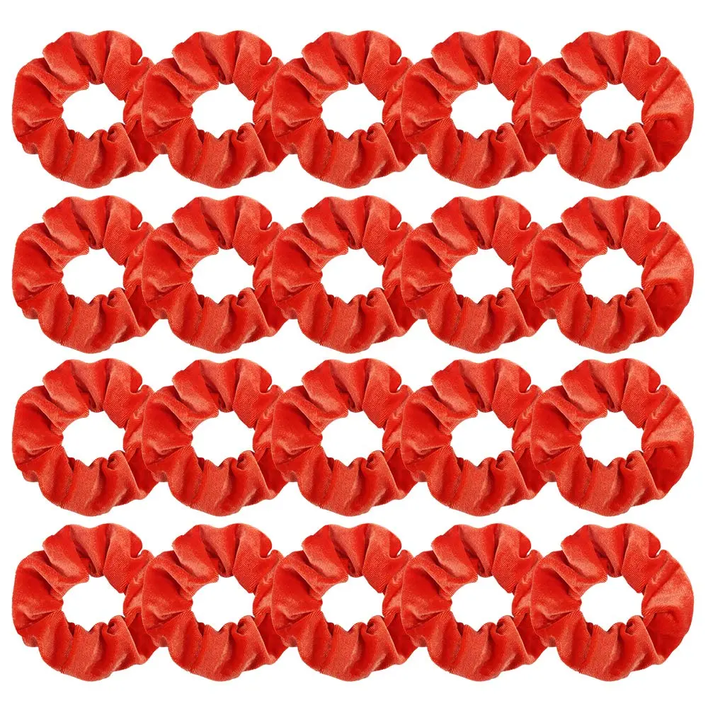 20 count Hair Scrunchies  Elastics Scrunchy Hair Ties Orange Soft Scrunchie Bobbles Ropes Scrunchie Solid color Hair Bands for Women Girls