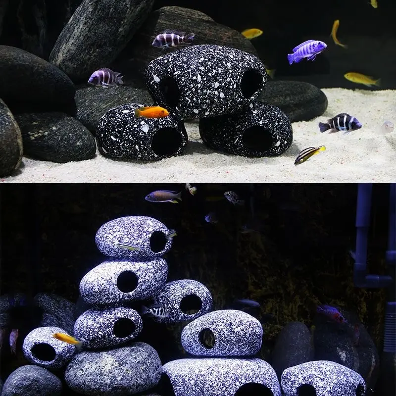 Fish Tank Decorative Ceramic Hideout, Small Fish and Shrimp Shelter, High-Temperature Firing, Beneficial for Water Quality