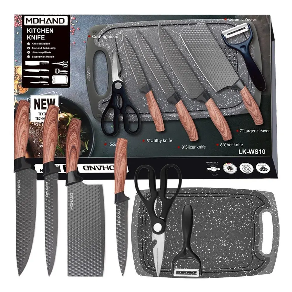 Kitchen Knife Set - Professional Chef's Knife, Slicing Knife, Scraper, Scissors and Cutting board - High Carbon Stainless Steel with Ultra-Sharp Blades, Best Gift#DealsForYouDays
