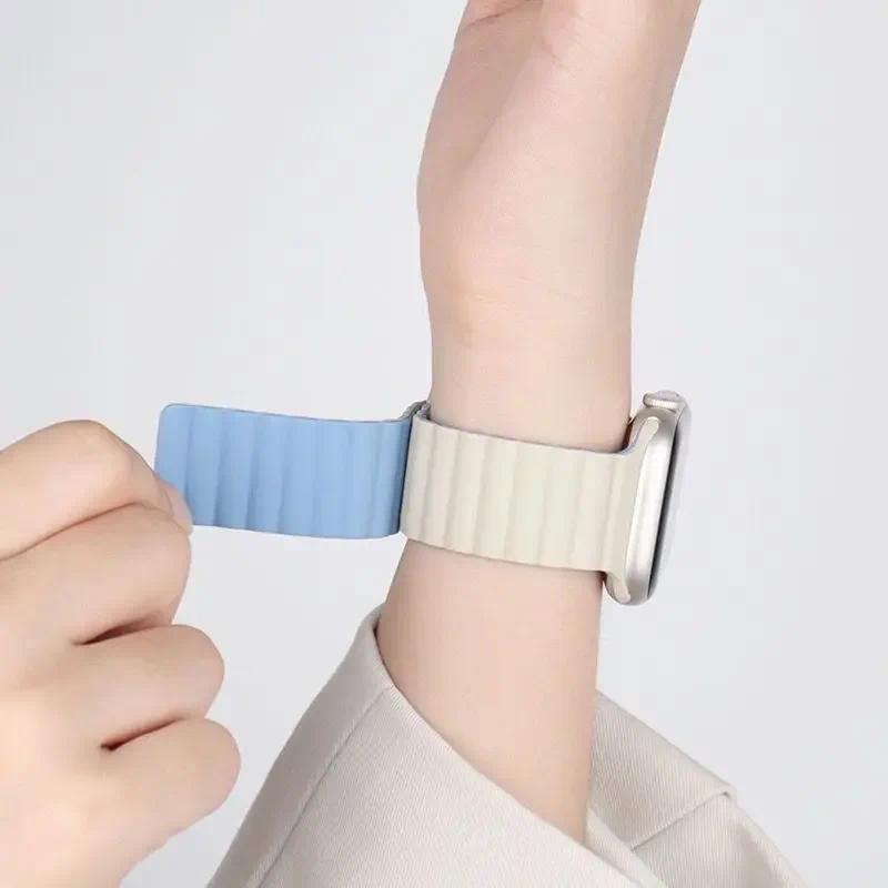 Liquid Silicone Magnetic bands for Apple watch band Ultra 2 Series 10 SE iwatch 42mm 44mm 45mm 49mm 46mm 40mm 41mm