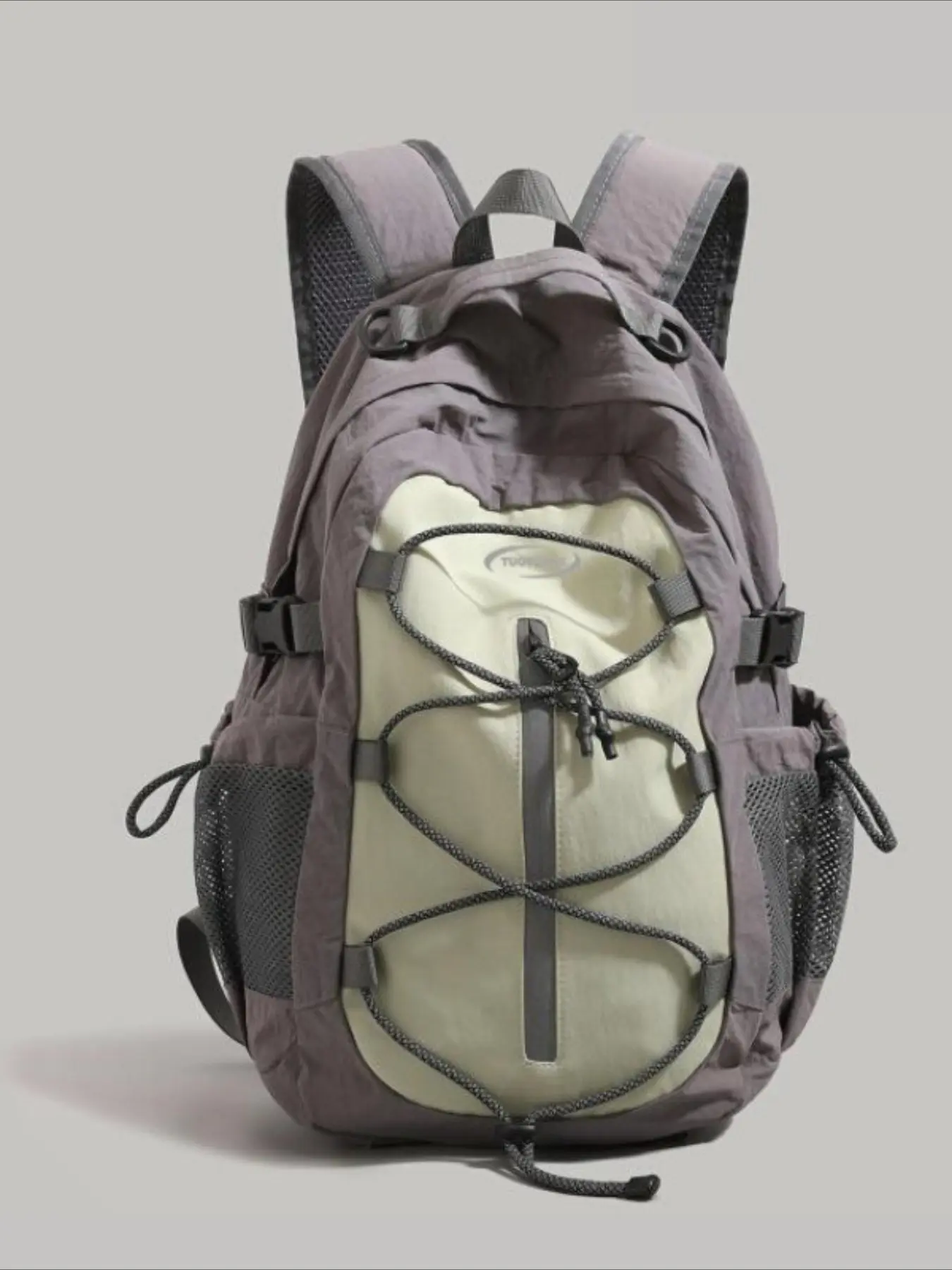 Outdoor Hiking Backpack, Retro Color-Block, Lightweight, Water-Resistant, Multi-Compartment, Mesh Side Pockets, for Travel, Camping, Climbing