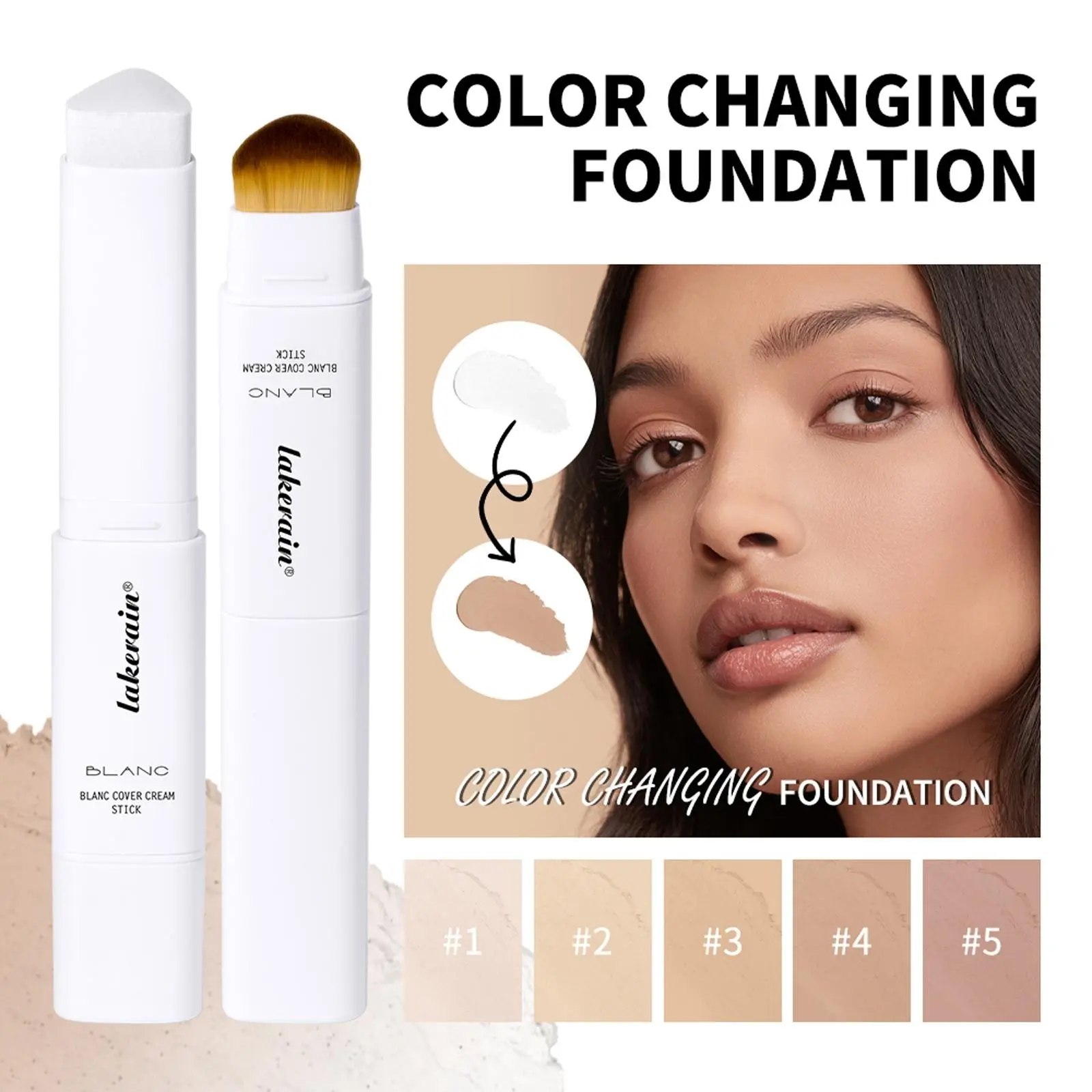 2-In-1 Natural Color Changing Concealer Foundation Stick, Light Smooth Clear Base, Hydrating Concealing Long-Lasting, Solid Form Makeup