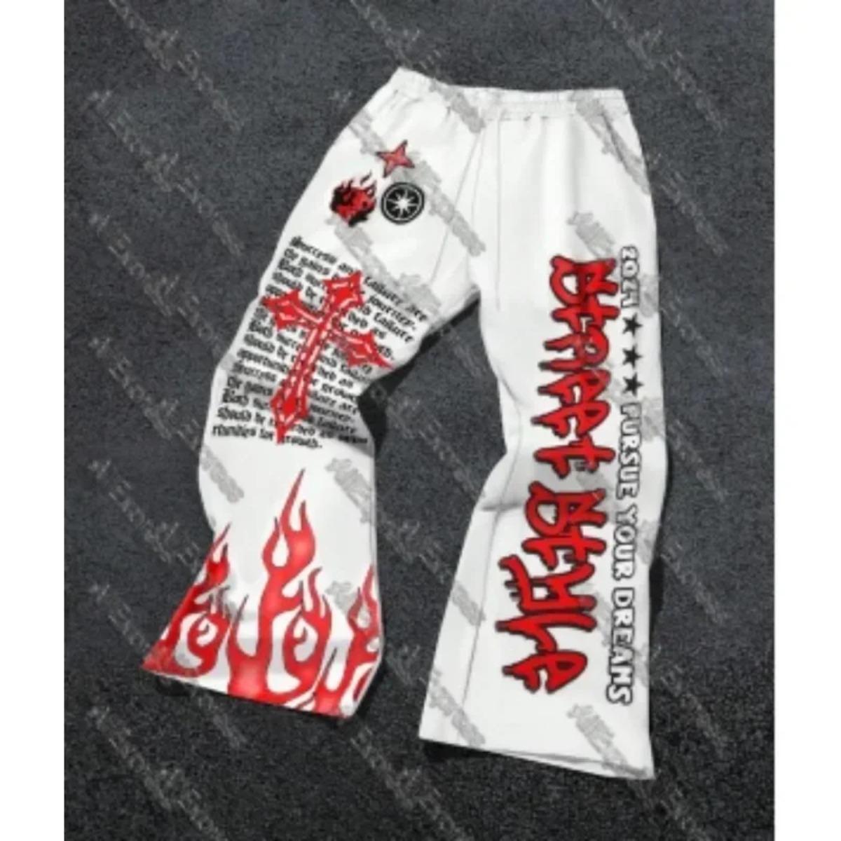 Summer High Waist Wide Leg Pants Polyester Casual Streetwear Daily Wear Party Vacation Y2K Anime Letter Print Oversized Loose Fit Harajuku Style For Women Teens Girls TikTok Fashion Trend