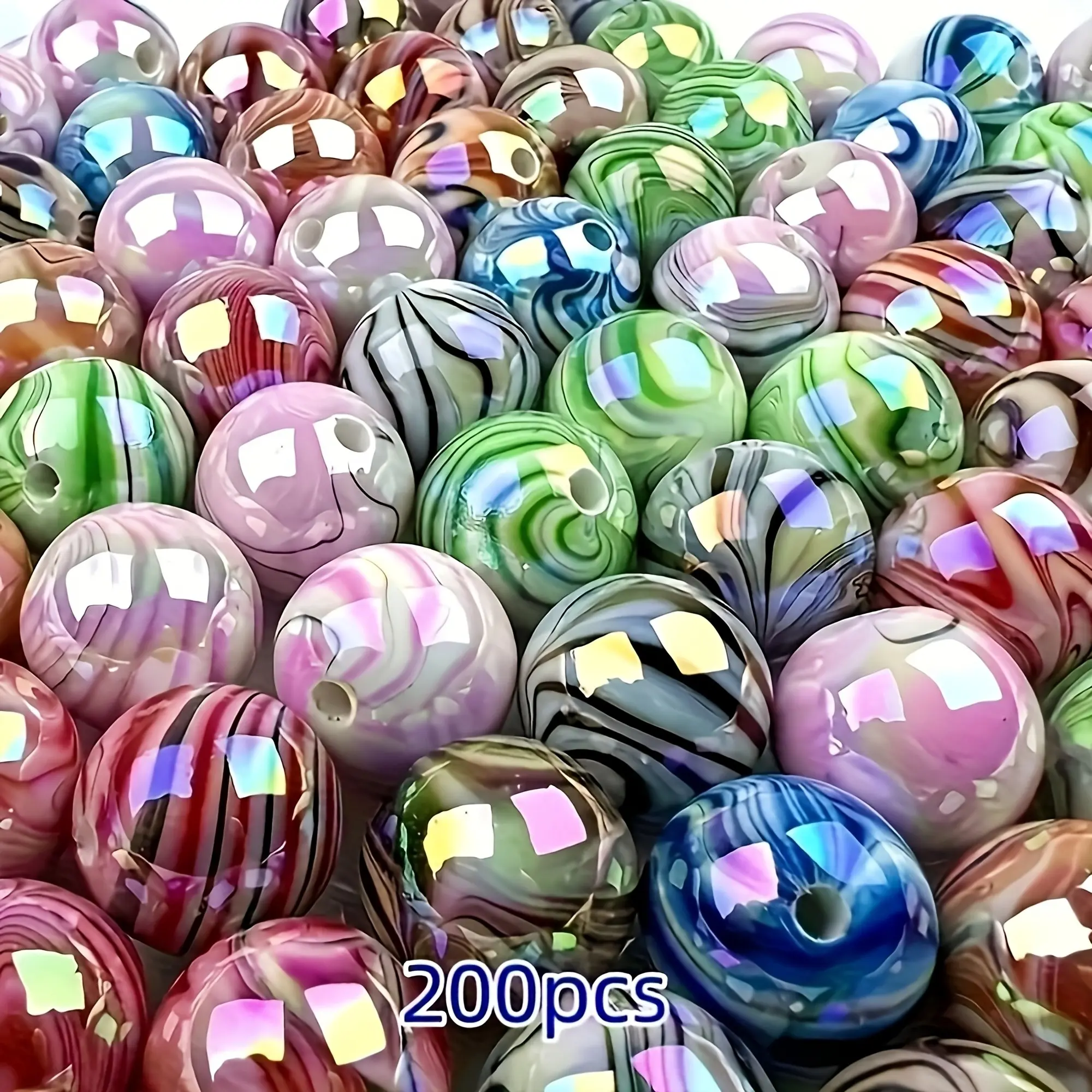 200pcs 8mm Dopamine-Colored Cloud-Pattern Acrylic Beads, Handmade Jewelry DIY Accessories, Bead Bracelets, Keychains, Craft Materials