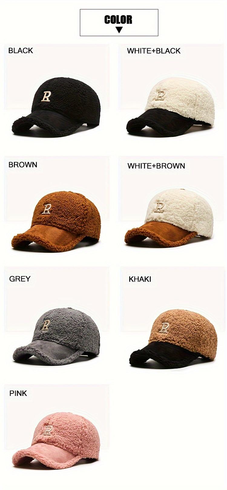 Letter R Teddy Plush Warm Baseball Cap Fashionable Versatile Duckbill Hat