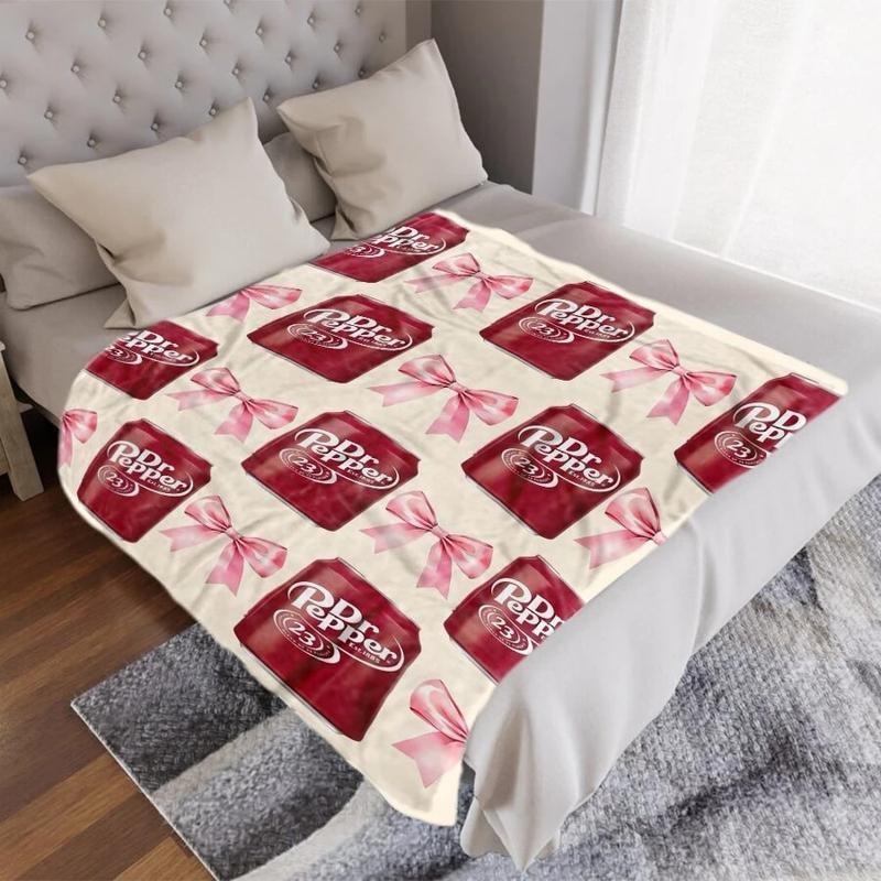 Unique Dr. Pepper Print Blanket, Ultra-Soft, Comfortable Sofa Or Bed Blanket, Vibrant Digital Print, Perfect For Sofa, Bed, Office, Travel- Machine Washable, Ideal Gift For Men And Women, Cute dr pepper themed gift-280GSM