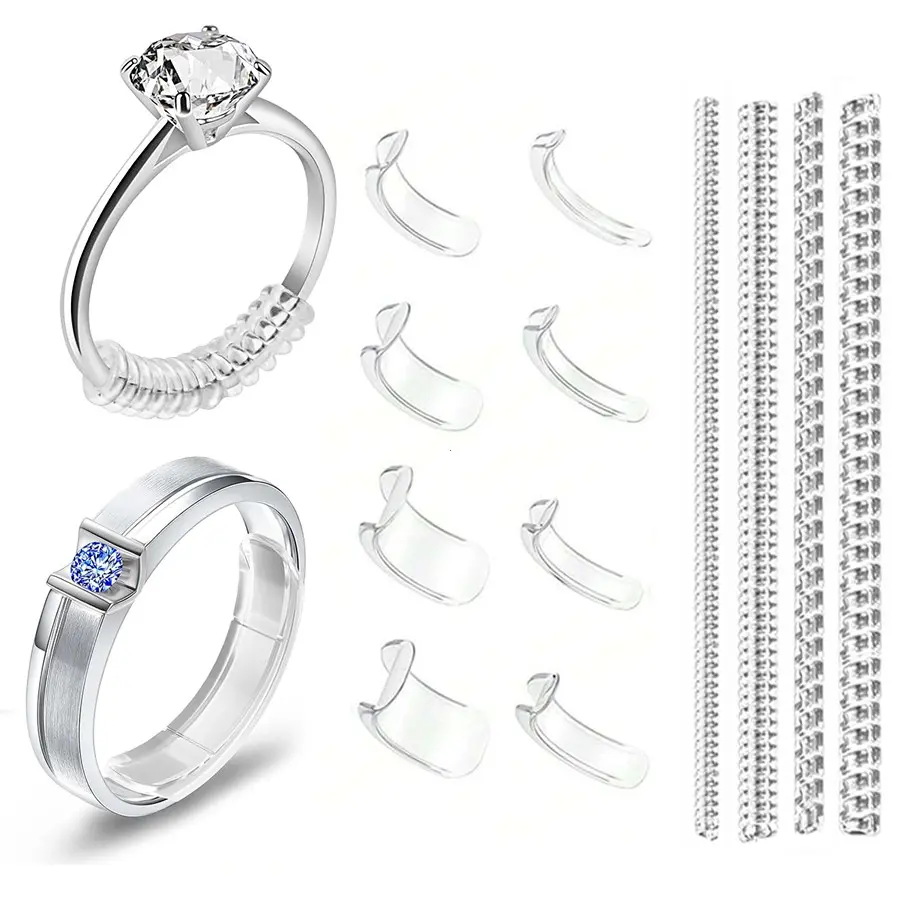 Ring Adjuster Kit with Silicone Pads and Wires, 12 Sizes Adjustable, Perfect for Loose Rings, Jewelry DIY Accessories