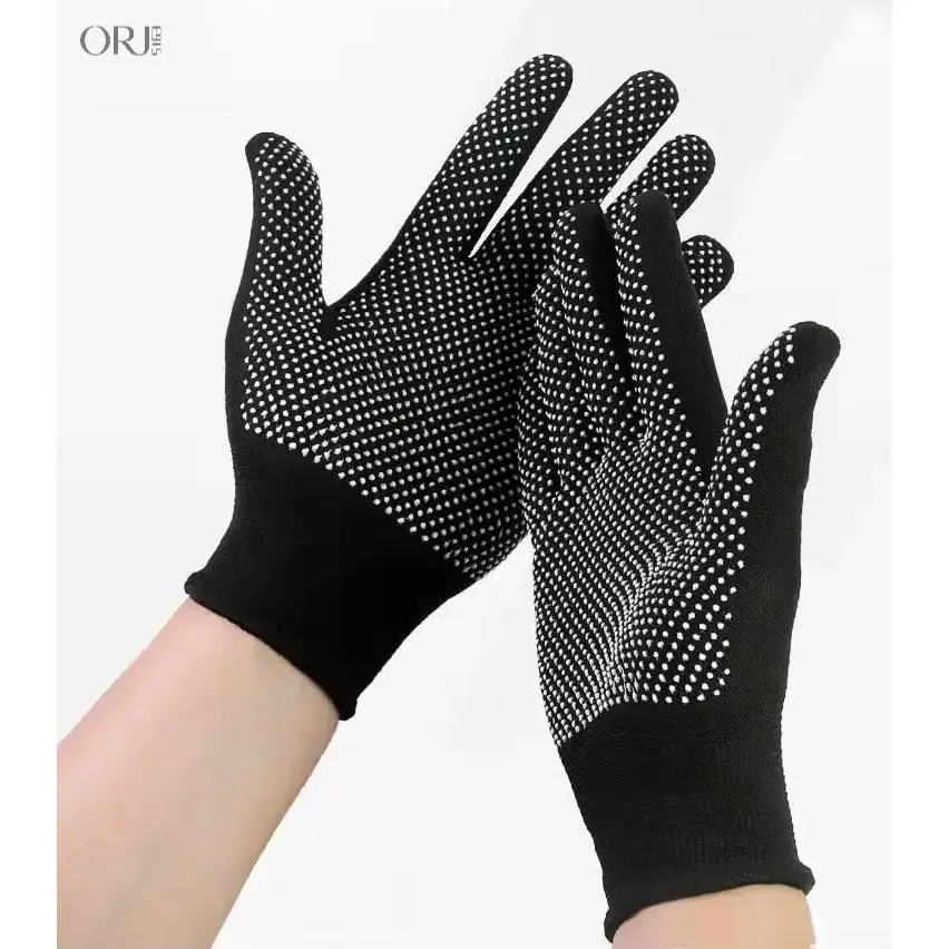 5-Pair Unisex Work Gloves, Stretchy Nylon Gloves with Non-Slip Dot Grip, Ultra-Thin & Breathable for Gardening, Cycling & Handling