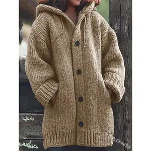 2025 Mid-Length Sweater New Cardigan Hooded Coat M107 camiseta de algod��n