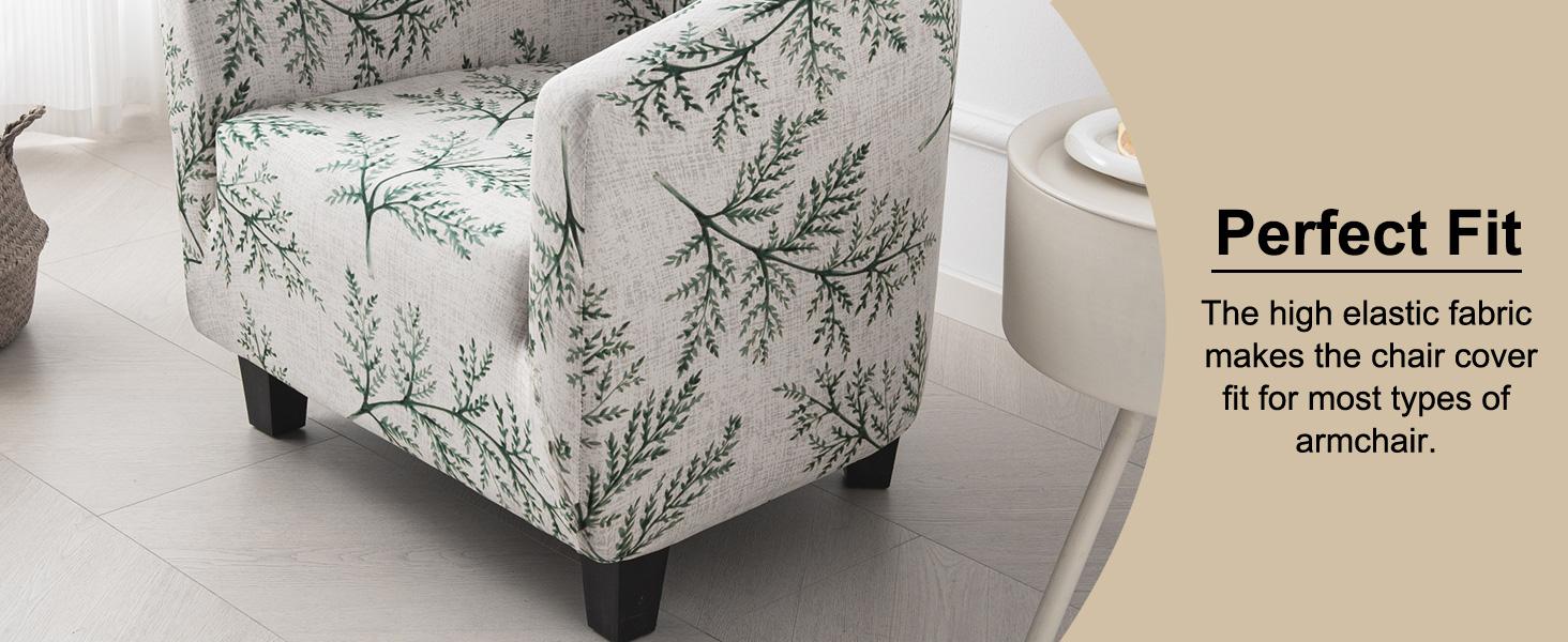 CRFATOP Soft Club Chair Slipcover Stretch Barrel Chair Covers Printed Tub Chair Slipcovers Round Couch Covers Spandex Armchair Sofa Cover Removable Furniture Protector for Living Room,C02