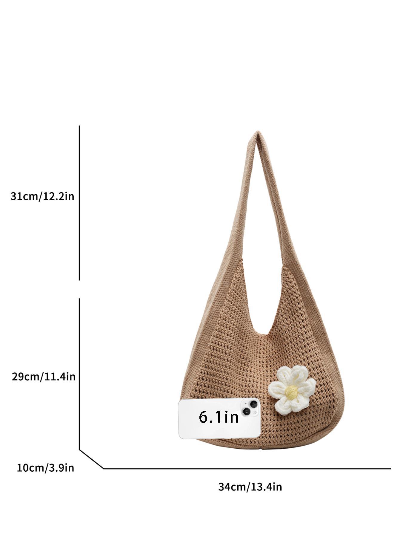 Women's Solid Color Straw Bag with Flower Decor, Fashionable Crochet Shoulder Bag Crossbody for Daily Used, Casual Trendy Versatile High-quality Daily Commuting Bag, Stylish Versatile Bag, Casual Trendy Purses Women's Solid Color Straw Bag with Flower Decor, Fashionable Crochet Shoulder Bag Crossbody for Daily Used, Casual Trendy Versatile High-quality Daily Commuting Bag, Stylish Versatile Bag, Casual Trendy Purses