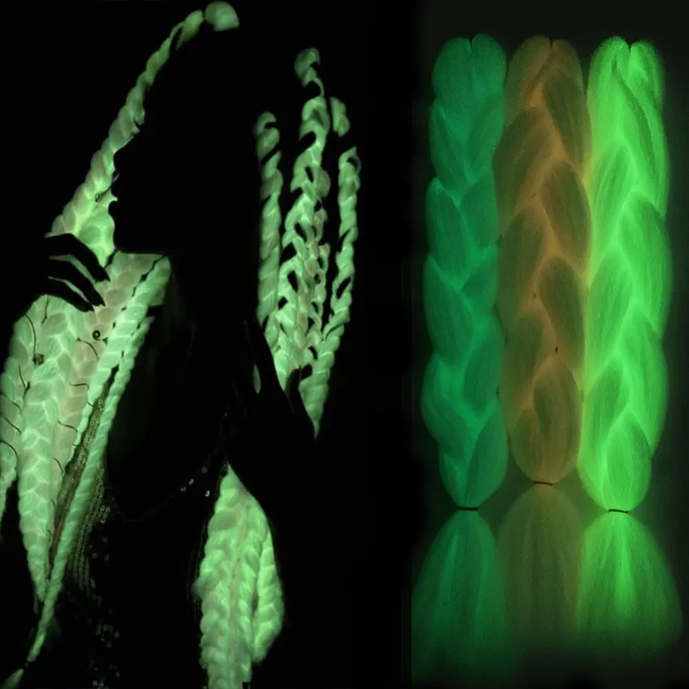 New 24inch large braids, luminous fluorescent synthetic fiber wig with large braids